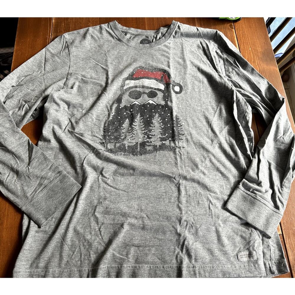 life is good mens long sleeve shirt xxl bearded tree santa